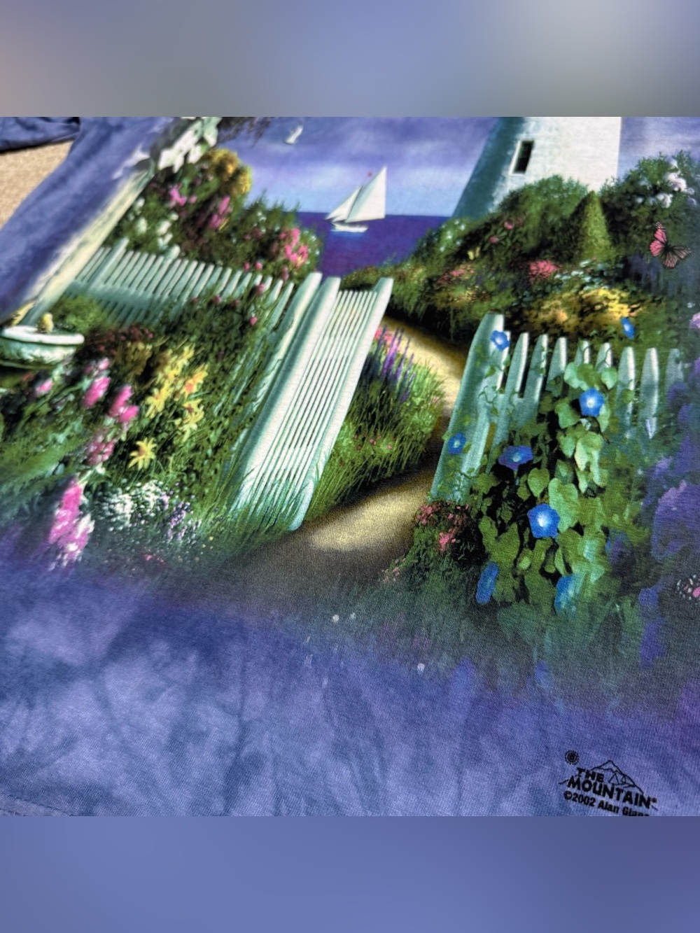 Vintage The Mountain Y2K Flower Garden Beach Shirt Men Medium Lighthouse Adult - Picture 3 of 9